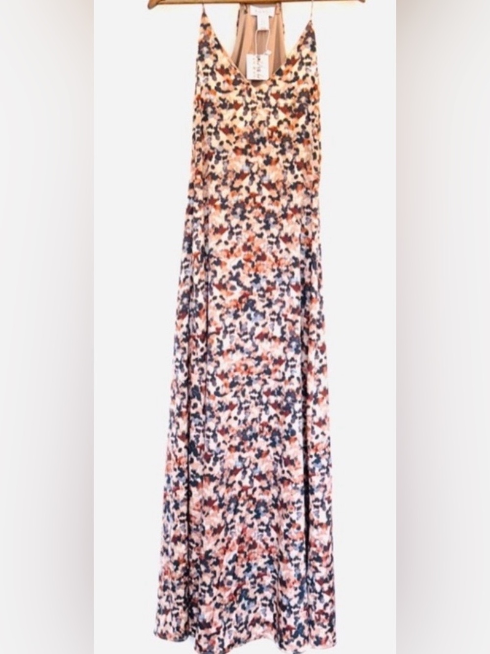 Nicole Miller Floral Maxi Dress in Cream, Rust and Navy